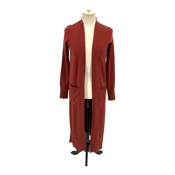 Susana Monaco Ribbed Duster Cardigan Terracotta Size XS NWT $168 MSRP - Picture 2 of 7